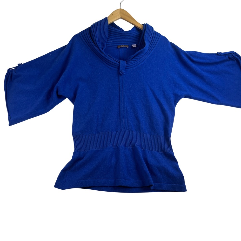 Cullen 100% Cashmere Royal Blue Dolman Sleeve Shawl Collar Sweater Small